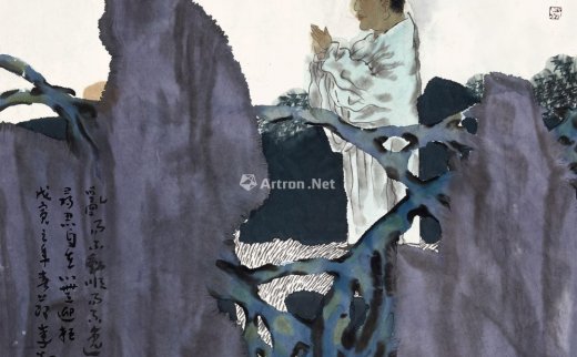 李翔（b.1962）
                                                                                                                                                0286 
                            悟道图 镜芯 设色纸本