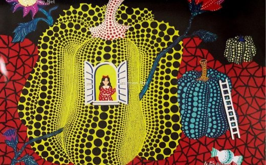 草间弥生（b.1938）
                                                                                                                                                0568 
                            版画南瓜中的小女孩 镜框 丙烯油布