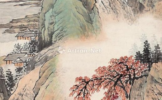 汪琨（1877～1946）
                                                                                                                                                0593 
                            枫林游赏图 立轴 设色纸本