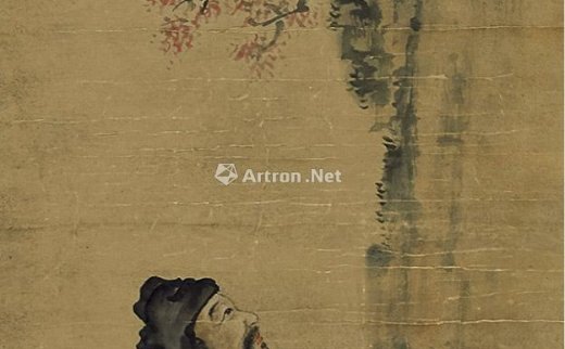 刘彦冲（1807～1847）
                                                                                                                                                1022 
                            1844年作 石上题诗 立轴 设色纸本