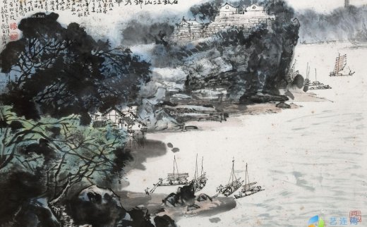 钟增亚（1940～2002）
                                                                                                                                                0310 
                            石鼓江山锦绣华 镜框 设色纸本