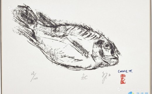 张万传（1909-2003）
                                                                                                                                                1132 
                            1987年作 鱼C 版画 纸本