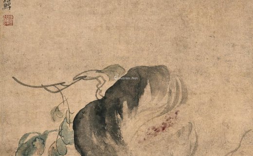 李鱓（1686～1756）
                                                                                                                                                0563 
                            瓜果图 立轴 设色纸本
