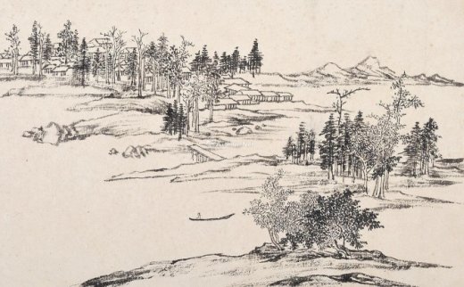 溥儒（1896～1963）
                                                                                                                                                0226 
                            水村图 镜片 水墨纸本