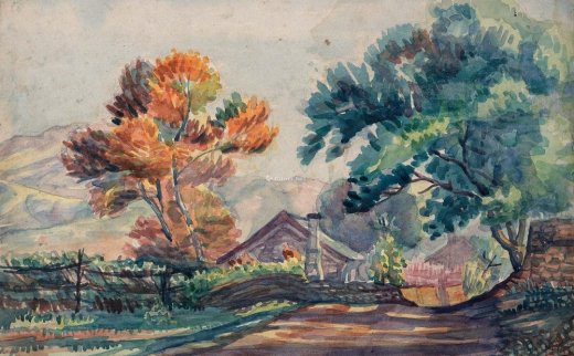 王济远（1893～1975）
                                                                                                                                                1077 
                            乡村 纸本水彩