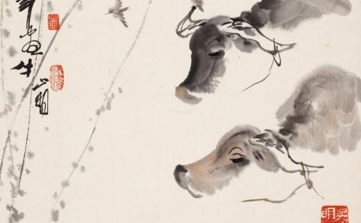 吴山明（b.1941）
                                                                                                                                                0252 
                            牛 镜片 设色纸本