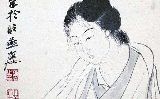 张大千
                                                                                                                                                0036 
                            仕女读书图 立轴 纸本