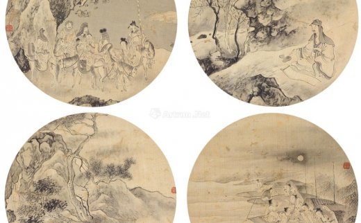 蒋莲（1796～？）
                                                                                                                                                0042 
                            山水人物 （四帧） 镜心 绢本 -北京匡时国际拍卖有限公司