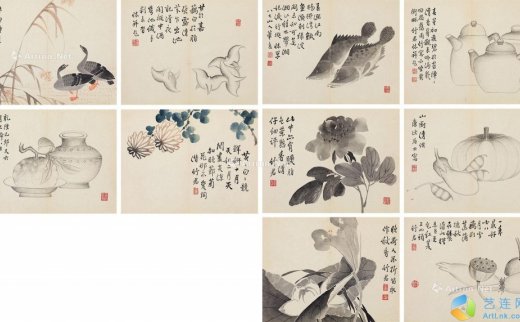 薛怀（18世纪）
                                                                                                                                                *1640 
                            1759年作 乡居杂画册 册页 （十开） 纸本 -北京匡时国际拍卖有限公司