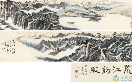 陆俨少（1909～1993）
                                                                                                                                                0216 
                            1987年作 荒江钓艇 手卷 纸本 -北京匡时国际拍卖有限公司