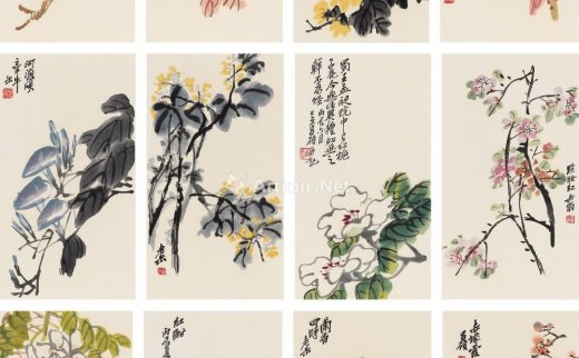 吴昌硕
                                                                                                                                                0441 
                            木板水印花卉册 （12帧） 册页 纸本 -北京匡时国际拍卖有限公司