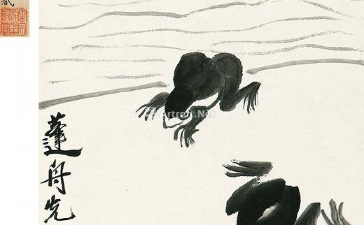 齐白石（1864～1957）
                                                                                                                                                0768 
                            1948年作 青蛙嬉水图 立轴 纸本 -北京匡时国际拍卖有限公司