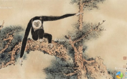 张大千（1899～1983）
                                                                                                                                                *0699 
                            1977年作 松猿长寿 镜心 纸本 -北京匡时国际拍卖有限公司