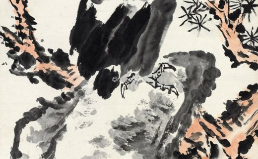 【拍卖价格】                                                                                    李苦禅（1899～1983）
                                                                                                                                                2886 
                            1982年作 松鹰图 镜心 设色纸本