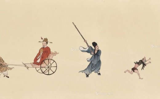 【拍卖价格】                                                                                    溥儒（1896-1963）
                                                                                                                                                1359 
                            归庄迎财神 镜框 设色纸本