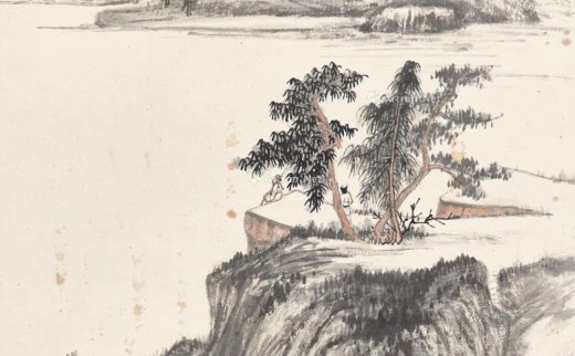 【拍卖价格】                                                                                    张大千（1899-1983）
                                                                                                                                                1374 
                            1951年作 江边眺望 镜框 设色纸本