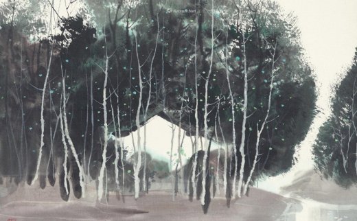 【拍卖价格】                                                                                    吴冠中（1919～2010）
                                                                                                                                                1320 
                            达活泉 镜框 设色纸本