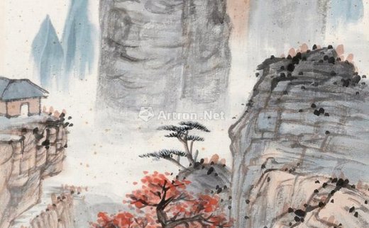 【拍卖价格】                                                                                    陈半丁（1876～1970）
                                                                                                                                                0403 
                            1942年作 秋林观瀑 镜心 设色纸本