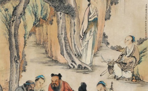 【拍卖价格】                                                                                    陈淦（清）
                                                                                                                                                3716 
                            八仙弈棋图 立轴 设色纸本