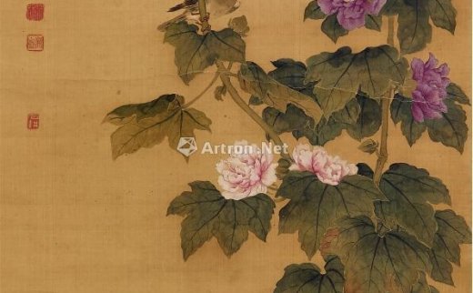 【拍卖价格】                                                                                    沈铨（清）
                                                                                                                                                0913 
                            1759年作 花鸟 立轴 设色绢本