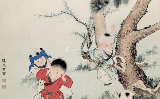 【拍卖价格】                                                                                    陈大章（1930～2015）
                                                                                                                                                0391 
                            婴戏图 镜心 设色纸本
