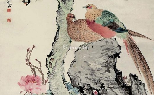 【拍卖价格】                                                                                    沈一斋（1891～1945）
                                                                                                                                                0932 
                            1936年作 锦堂富贵 立轴 设色纸本