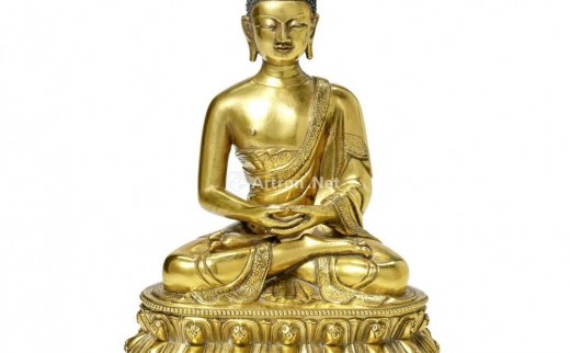 --                            0047 
                            十七世纪 鎏金铜佛坐像