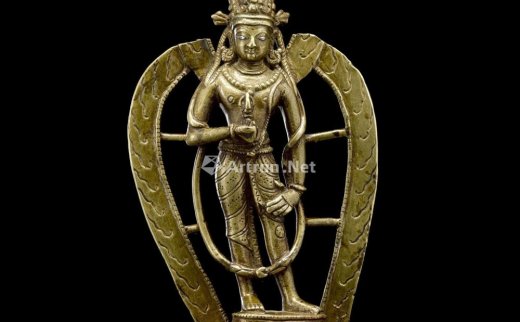 --                            0335 
                            克什米尔，约十一世纪 铜错银金刚手菩萨像