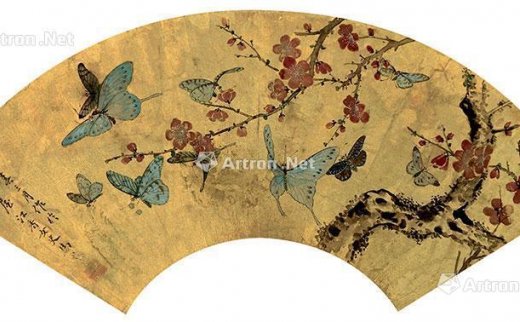 【拍卖价格】                                                                                    马荃（1669～1722）
                                                                                                                                                *0790 
                            1708年作 花蝶图 扇面 设色纸本