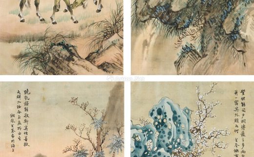 戈湘岚（1904～1964）
                                                                                                                                                2052 
                            动物 镜框 四屏 设色绢本