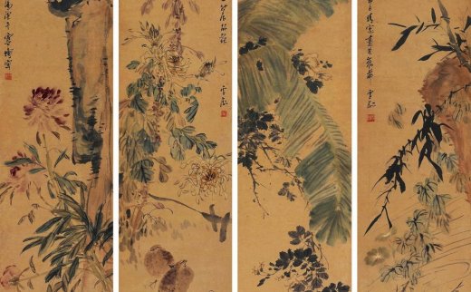 【拍卖价格】                                                                                    王雪涛（1903～1982）
                                                                                                                                                2346 
                            1930年作 花鸟 镜心 四屏 设色纸本
