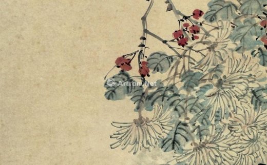 【拍卖价格】                                                                                    陈摩（1886～1945）
                                                                                                                                                0254 
                            花鸟 立轴 设色纸本